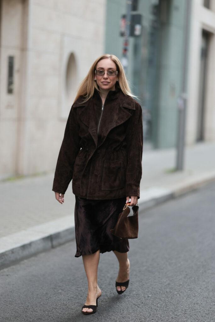 шоколадовокафяво дамско яке от велур